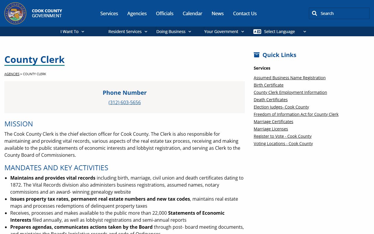 Cook County Clerk office website for bankruptcy records