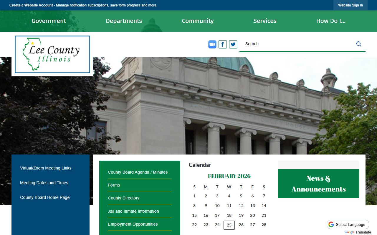 Lee County government homepage for bankruptcy records and county services