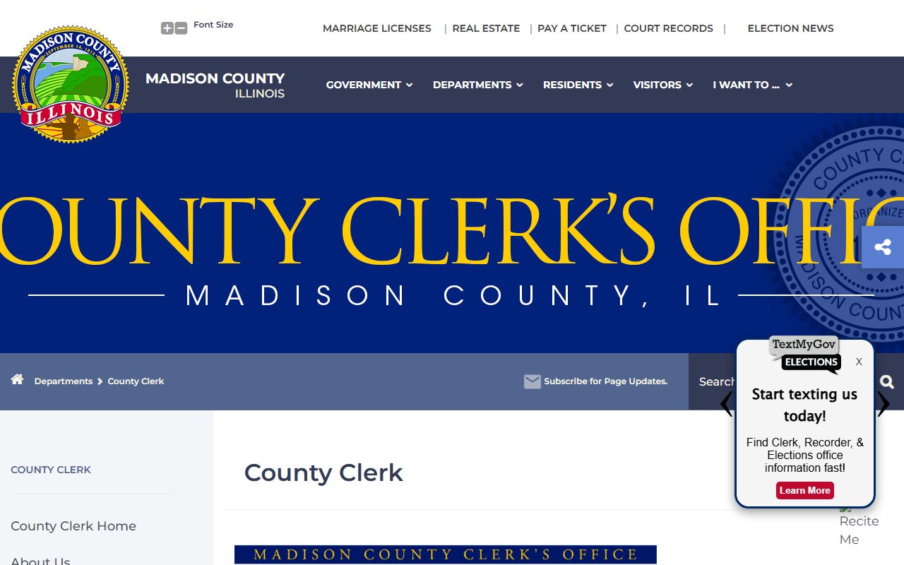 Madison County Clerk website for public records