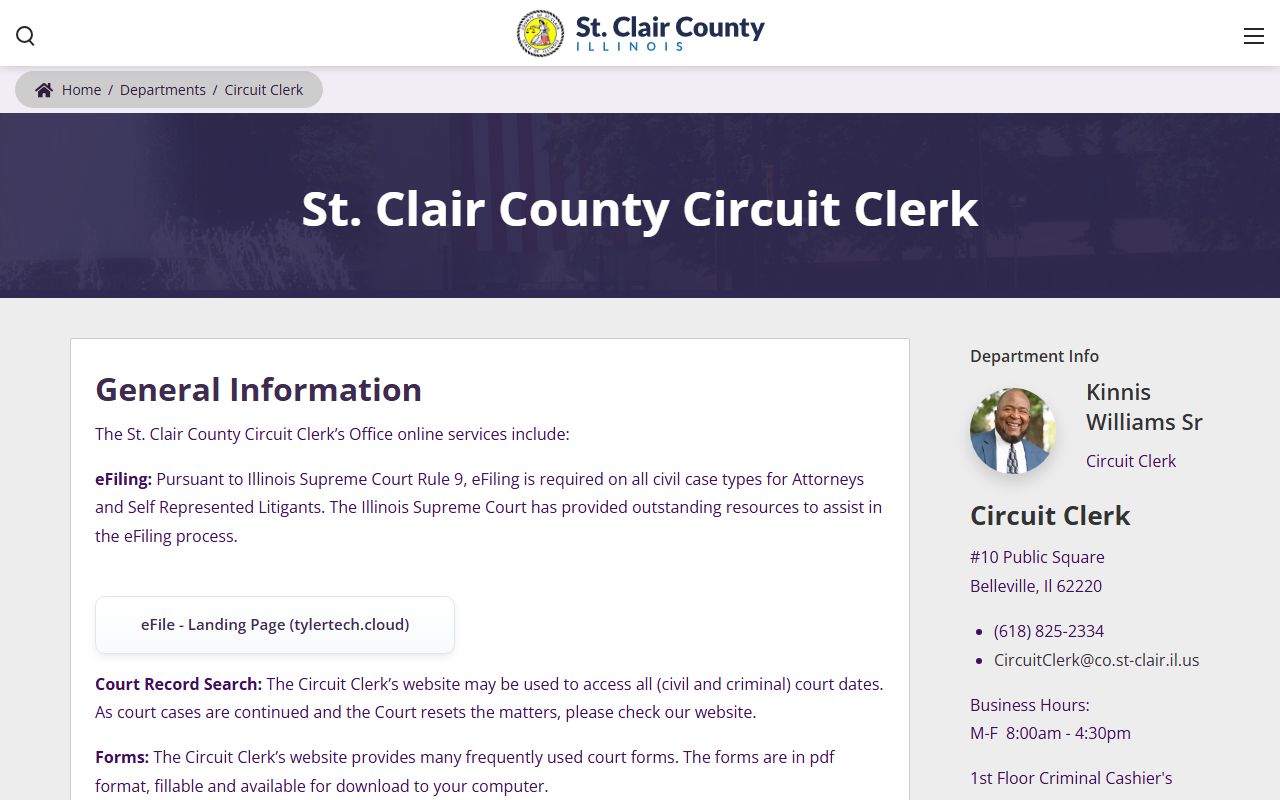 St. Clair County Circuit Clerk website for court records