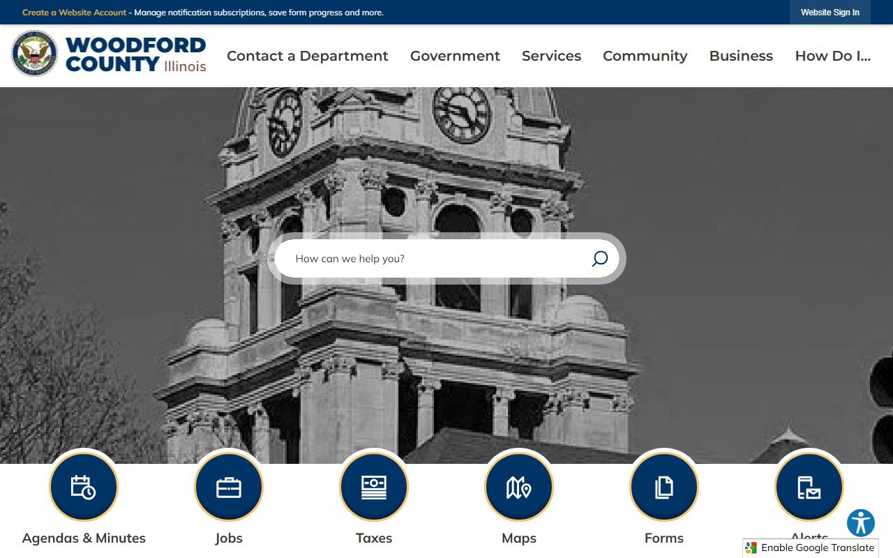 Woodford County government homepage for bankruptcy records information