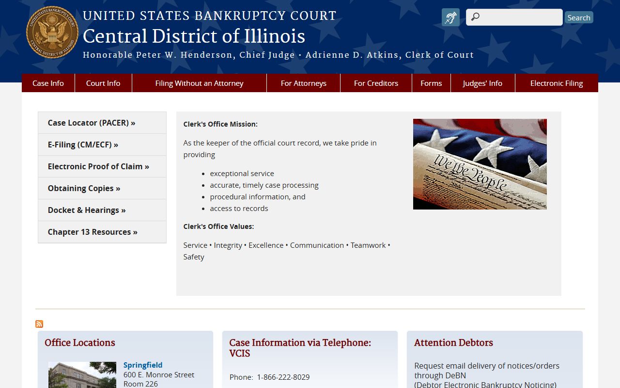 Central District of Illinois bankruptcy court homepage