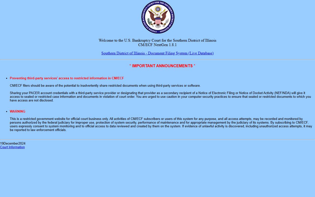 Illinois bankruptcy court electronic filing system