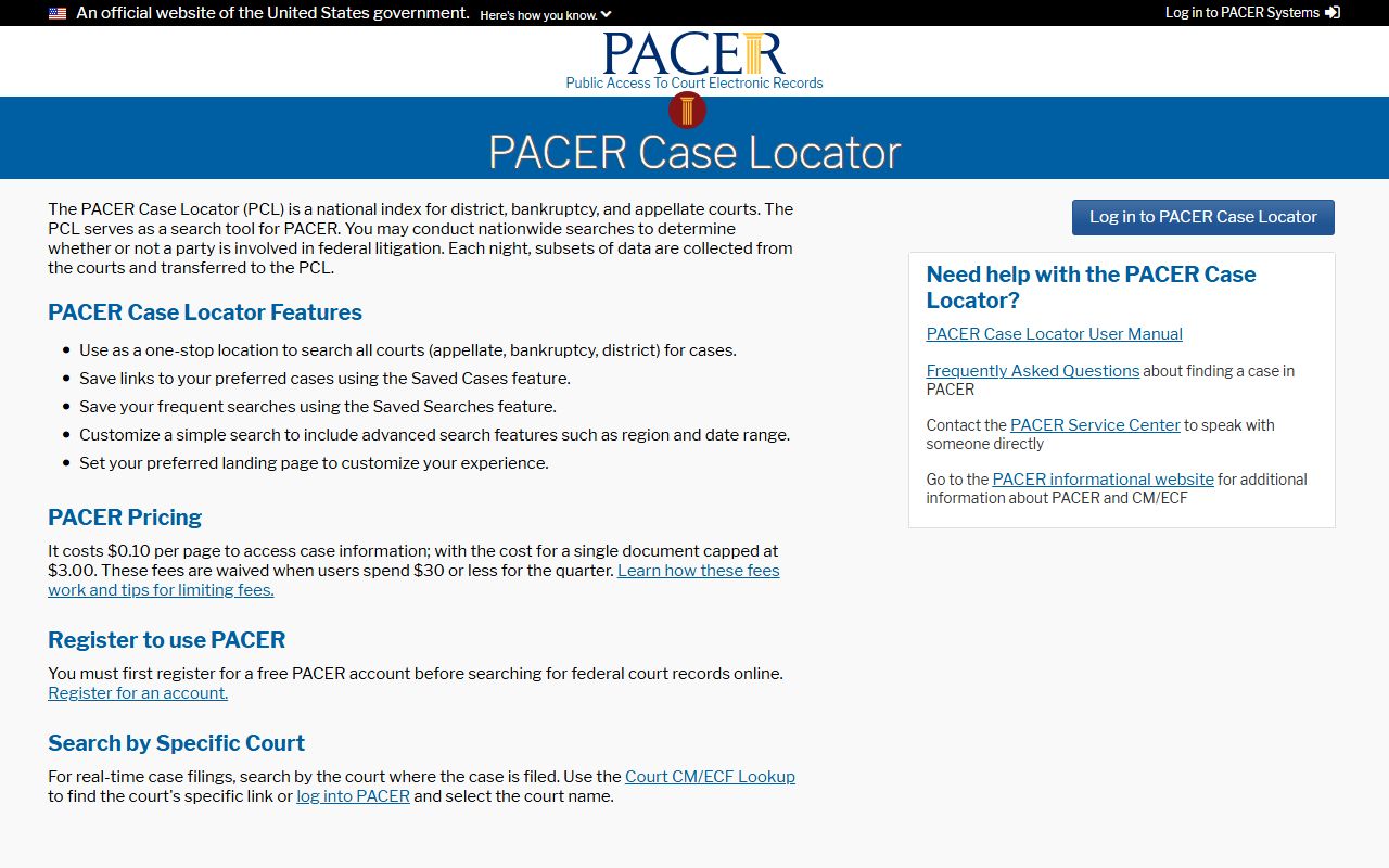PACER federal court case search for Illinois bankruptcy records