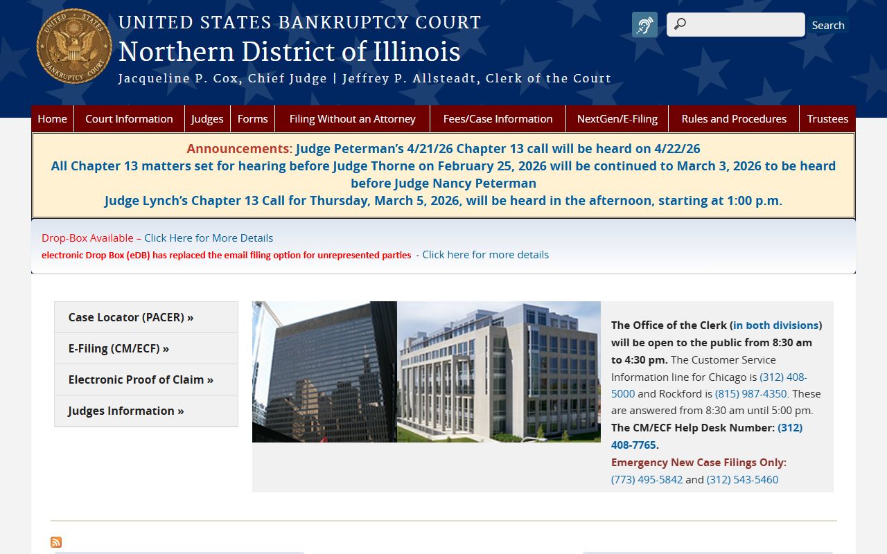 Northern District of Illinois bankruptcy court homepage