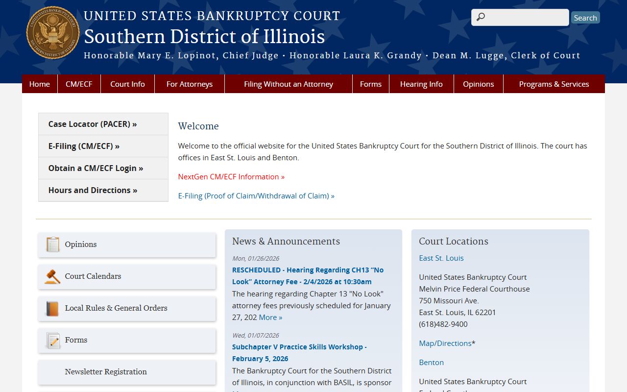Southern District of Illinois bankruptcy court homepage