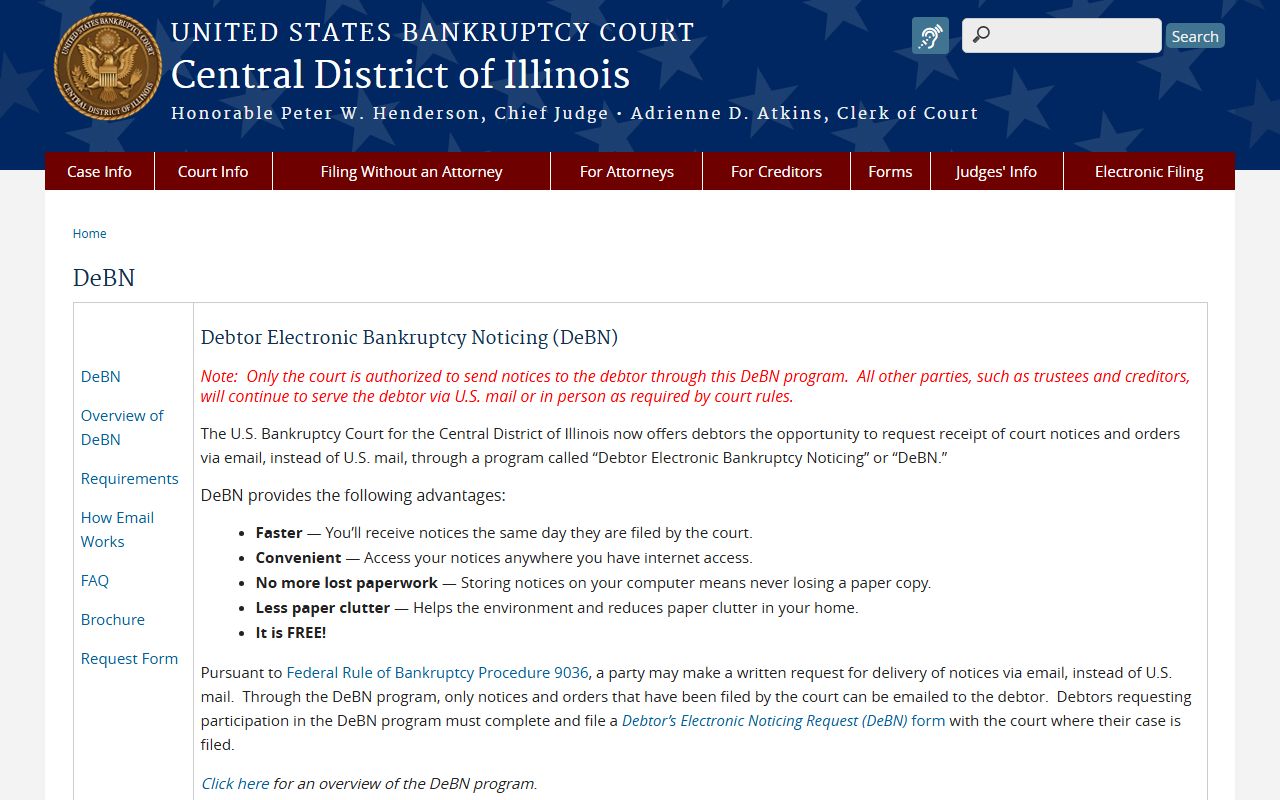 DeBN electronic bankruptcy noticing system in Illinois